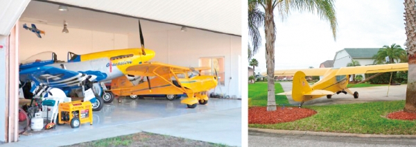  航空小镇Spruce Creek住户的车库停的是飞机，他们每天也就是这样从自己门前驶出飞机。