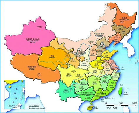 中国现在的地图，因江泽民卖国而成了“大公鸡”。(网络图片)