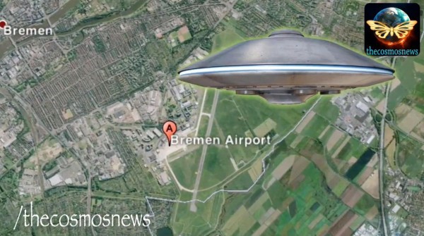 1月7日，德国不莱梅警方证实，当天傍晚18点半左右，有一个发光的不明飞行物(UFO)飞抵该市。(视频截图 ）