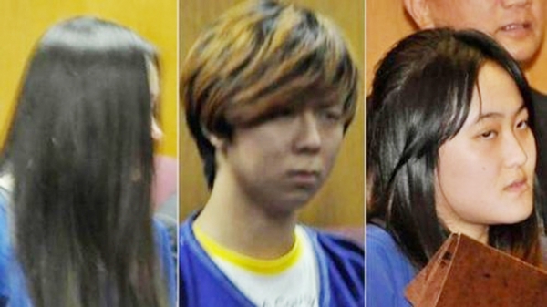 3名主犯翟芸瑶(右)、章鑫磊（中）和杨玉菡（左）被判处监禁6年至13年不等。（合成图片）
