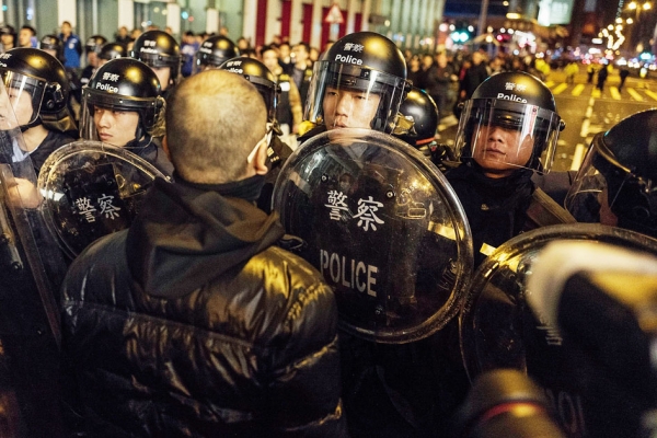 2月9日，香港旺角警民冲突事件现场照片(Getty Images)