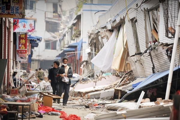 2008年汶川大地震后的场景 (AFP/Getty Images)