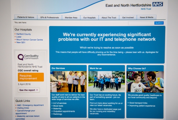 英国的NHS医院遭受了大规模的网络攻击。 (Getty Images）