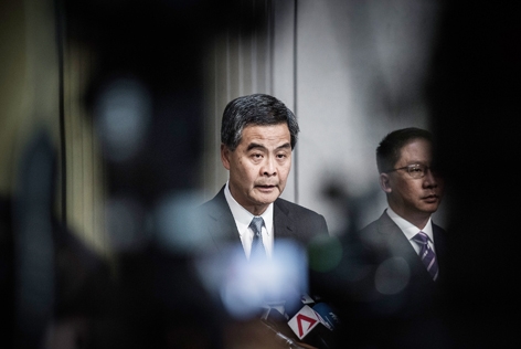 香港泛民计划提出弹劾梁振英议案。（Getty Images)
