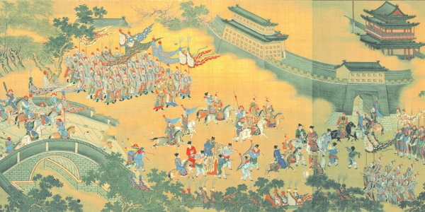 描绘明朝军队的《出警图》(部分) 描绘明朝军队的《出警图》(部分)