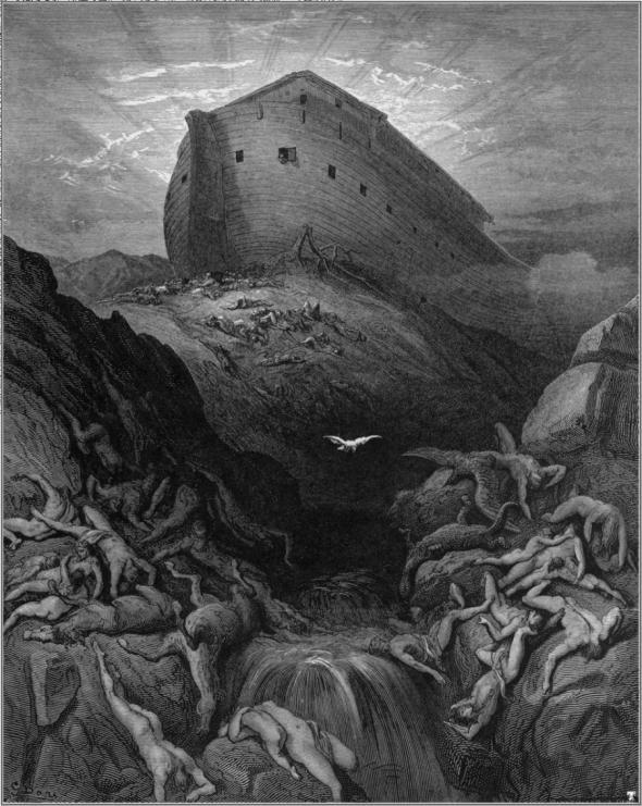 19世纪中后期古斯塔夫･多雷所绘的诺亚方舟想像图。（以上图片皆来自公有领域）