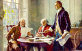 撰写美国独立宣言。本杰明·富兰克林（左），约翰·亚当斯（中），托马斯·杰斐逊（右）(图片来源：Wikimedia/CC0)