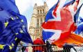 2019年3月14日，英国脱欧和反英国脱欧抗议者在伦敦议会大厦外示威。（AFP/Getty Images）
