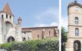 左图：奥维拉小镇上的圣-皮埃尔教堂；右图：奥维拉钟楼。（图片来源：MOSSOT/维基百科CC BY 4.0）