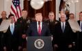    美国总统川普1月8日在白宫大厅发表针对伊朗袭击伊拉克美军基地的讲话。(图片来源 : Win  McNamee/Getty Images）