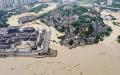 2020年8月19日的航拍照片，显示了重庆的水灾地区。（STR/AFP via Getty Images）