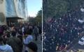 大批家长和维权者聚集在北京朝阳商业区的优胜教育总部。（图片来源：网络图片）
