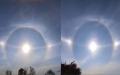 11月4日辽宁沈阳又出现了“三个太阳”横挂空中的奇观。（图片来源：微博）