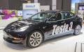 在2018年日内瓦车展上展示的特斯拉3型电动车（Tesla Model 3）（123RF）