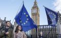 2023年1月31日是英国脱欧3周年，反对英国脱欧的活动人士在伦敦国会大厦外举行活动。（Carl Court/Getty Images）