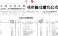 武汉市财政局26日在官方报发布整版的债务催收公告。（图片来源：网络图片）