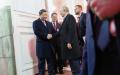 今年3月21日，在莫斯科克里姆林宫举行的会谈后，俄罗斯总统普京为习近平送行。（PAVEL BYRKIN/SPUTNIK/AFP via Getty Images）