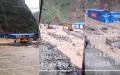 四川金阳半夜突发山洪将一高速在建工地居住的200多民工工棚冲毁。（图片来源：视频截图）