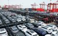 9月11日，等待装船的中国电动汽车堆放在苏州港的太仓港国际集装箱码头。（AFP via Getty Images）
