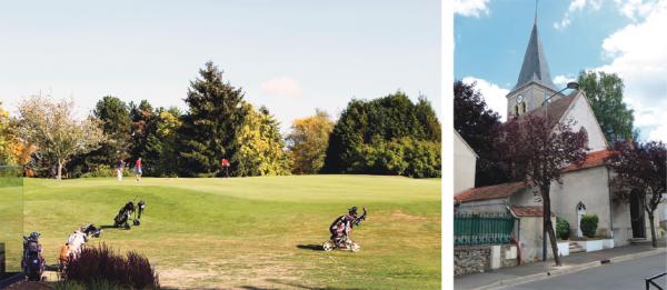 左图：布希市的高尔夫球场（摄影：林莲怡/看中国）；右图：布希市的老教堂（Litlok/维基百科）