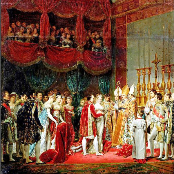 1810年，拿破仑一世与奥地利女公爵玛丽•路易斯在卢浮宫举行宗教婚礼仪式。  (维基百科)