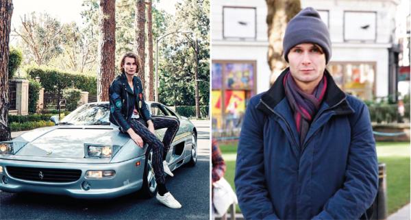 左图：23岁的Bobby是英国亿万富翁Tom Misner的儿子。右图：Bobby平时一身名牌被换成了朴素的旧衣服。（视频截图）