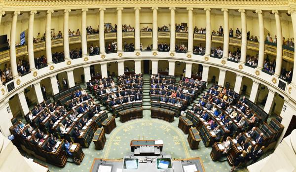 2019年6月20日比利时，在布鲁塞尔举行的联邦选举之后，150名公民宣誓成为立法机关的分庭成员。（AFP/Getty Images）