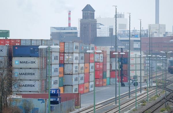 图为德国待出口货物。德国经济重度依赖出口，受美中贸易战影响严重。（Getty Images）