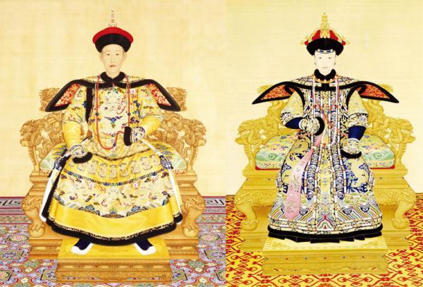 乾隆皇帝（左）和富察皇后（右）（公有领域）