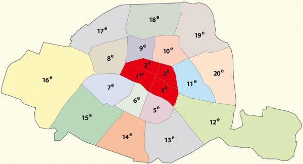 市中心的四个区 (1、2、 3、4区) 将合并成一个区， 并以“巴黎中心区” (Paris Centre) 命名。(123RF)