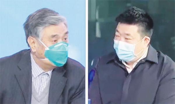 疾控中心首席专家曾光（左）和武汉市长周先旺（右）