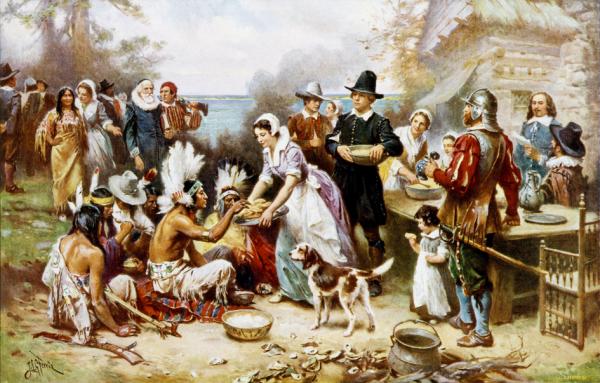 油画《1621年的第一个感恩节》（维基百科）