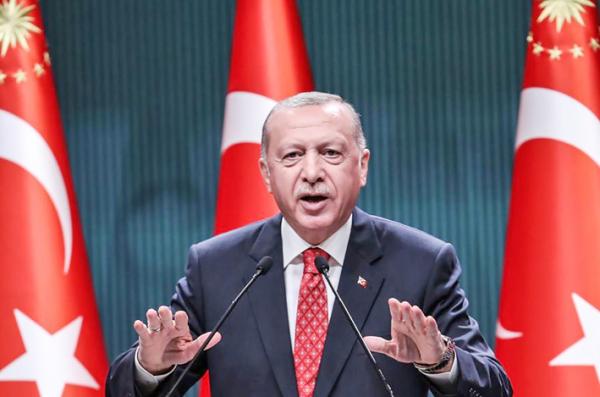 土耳其总统埃尔多安8月10日在总统府举行内阁会议后，向新闻界发表讲话。 （ADEM ALTAN/AFP/Getty Images）