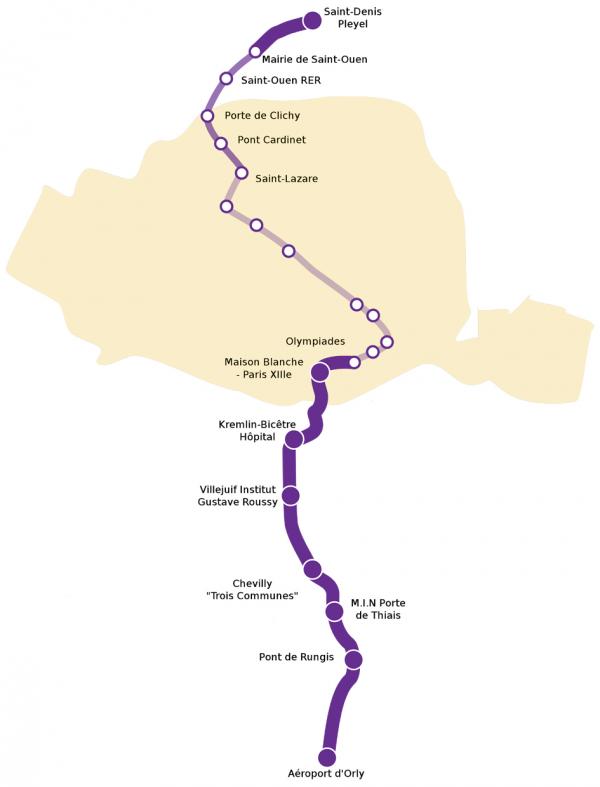 巴黎地铁14号线延长预览图 （Hektor/Wikimedia/CC BY-SA 3.0）