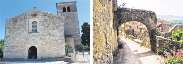 左图：建于12世纪的圣-弗伊教堂（René Hourdry/Widipedia/CC BY-SA 4.0）；右图：小镇古老的街道（Morburre/Widipedia/CC BY-SA 3.0）