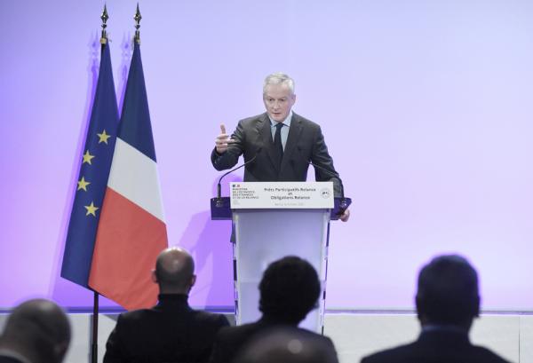 2021年3月4日，法国经济部长布鲁诺•勒梅尔（Bruno Le Maire）就有关法国经济振兴计划发表讲话。（ERIC PIERMONT/AFP via Getty Images）