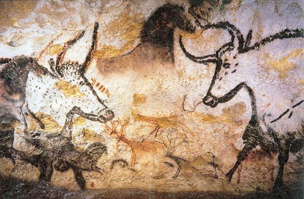  壁画中呈现的欧洲野牛、马和鹿。 （Prof saxx/维基百科）