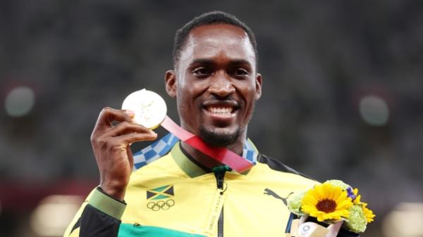 在东京奥运男子110公尺跨栏项目夺金的牙买加田径好手帕奇曼。(Michael Steele/Getty Images)