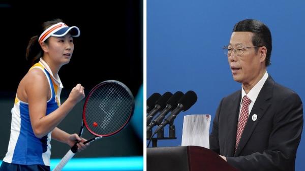 中共前政治局常委张高丽（右）涉嫌性侵网球名将彭帅的丑闻持续发酵。（图片来源：合成图）