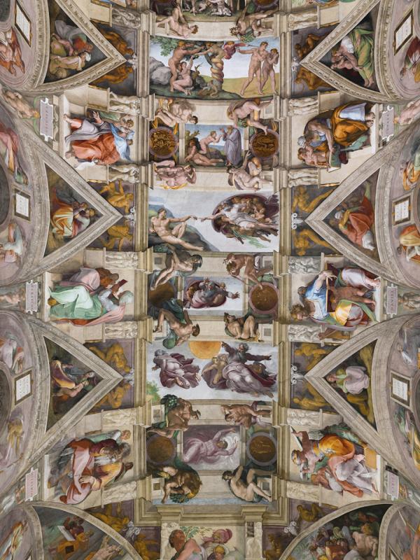 梵蒂冈西斯汀礼拜堂拱顶（局部）（Wikipedia/CC BY 2.5）