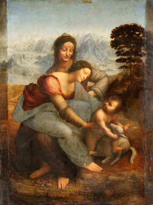 达芬奇《圣母子与圣安娜》（公有领域）