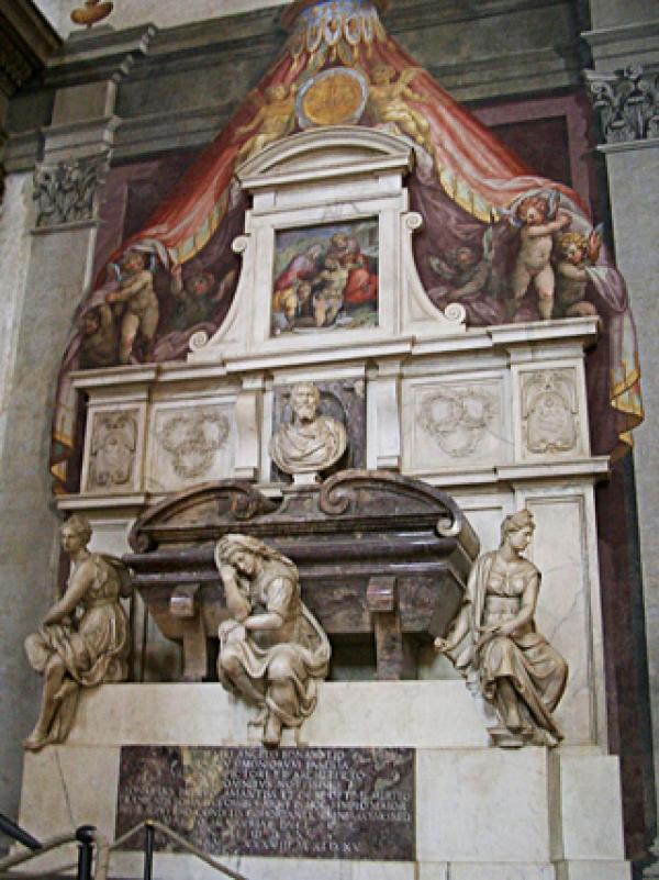 位于佛罗伦萨圣十字大殿内的米开朗基罗墓（Rico Heil/Wikipedia/CC BY-SA 3.0）