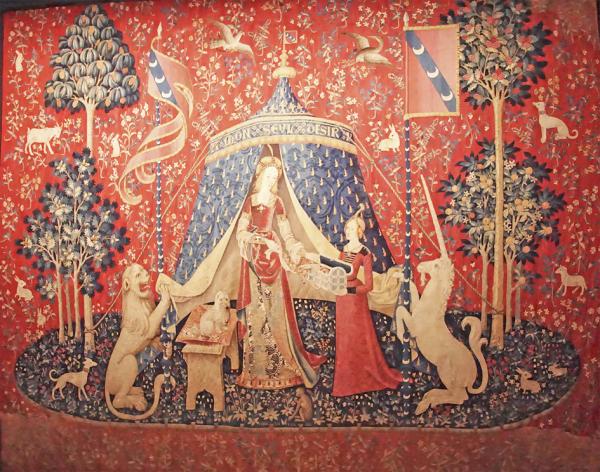 中世纪巨幅挂毯《贵妇与独角兽》中最著名的第六幅（123RF）