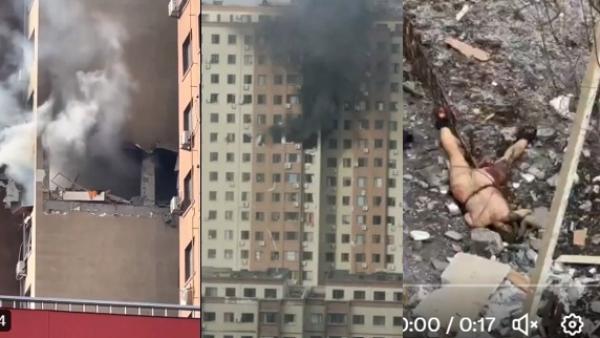辽宁丹东凤城市一居民楼发生爆炸事故。（图片来源：视频截图）