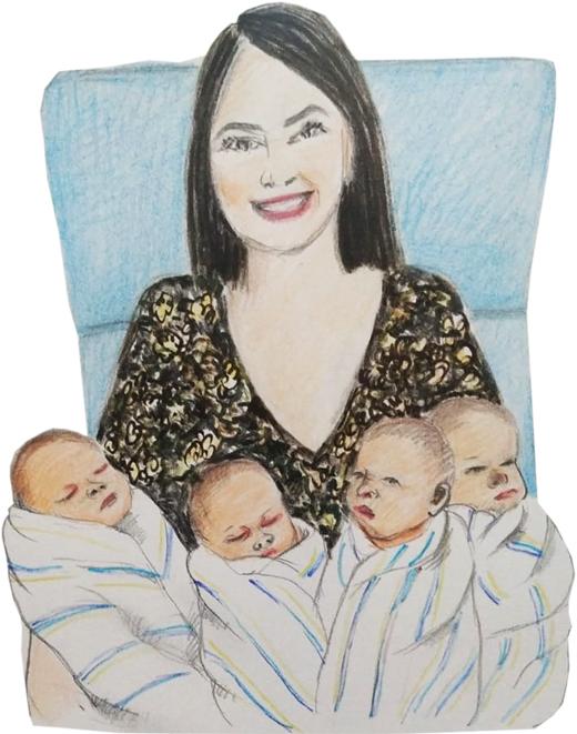 玛克辛和她的四胞胎 （图：清玉/看中国）