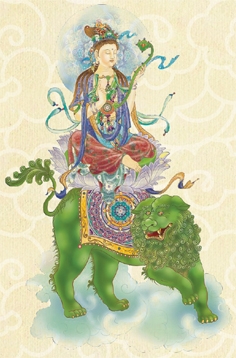 文殊菩萨的青狮。(网络图片) 文殊菩萨的青狮。(网络图片)