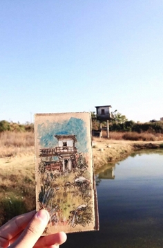 文抑画在包装纸盒上的作品