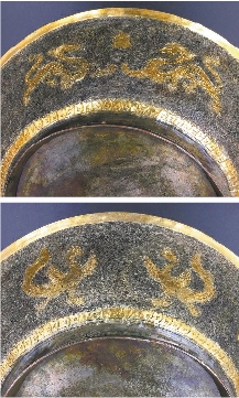 银盘背面的双龙双凤纹 银盘背面的双龙双凤纹