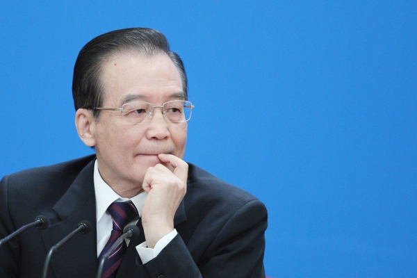 2012年新闻发布会上的温家宝 (Getty Images)