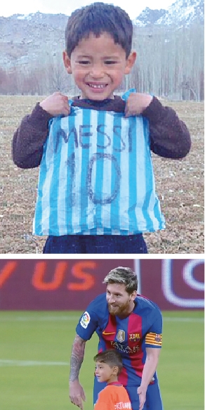 阿富汗小球迷阿玛迪终于如愿以偿的见到梅西本人。(视频截图)